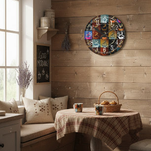 Relógio Redondo montagem da xícara de café