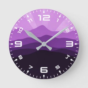 Relógio Redondo Montanhas e paisagem solar
