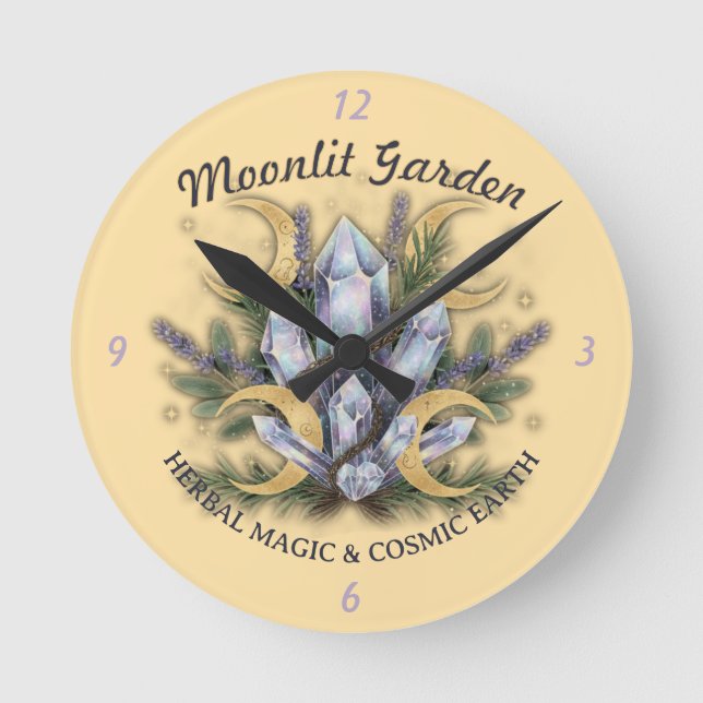 Relógio Redondo Moonlit Garden Crystal Bouquet - Herbal Magic (Frente)