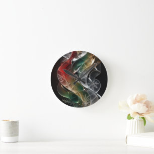 Relógio Redondo Mosaico Abstrato de Natal Futurista Fluido
