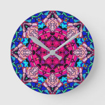 Mosaico Rosa Mandala Floral Psicélico Retro