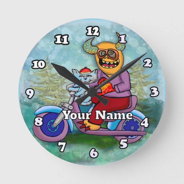 Relógio Redondo Motorcycle Monster (Frente)