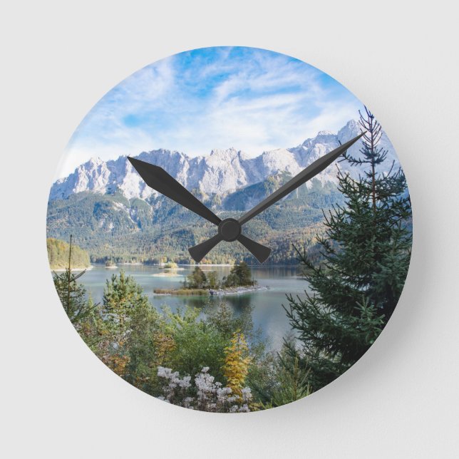 Relógio Redondo Mountain Lake Bliss #4 #cabine #decor #wall #art (Frente)