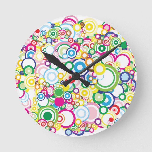 Relógio Redondo Muitos círculos vívidos (Frente)