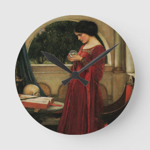 Relógio Redondo Mulher Bola de Cristal Pintura Waterhouse