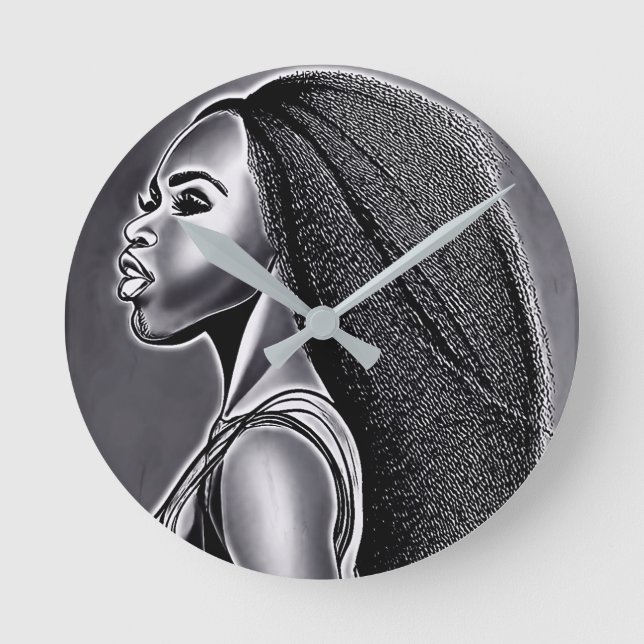 Relógio Redondo Mulher negra. (Frente)