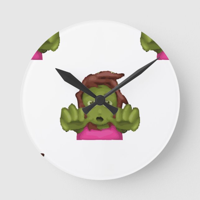 Relógio Redondo mulher zombie emoji (Frente)