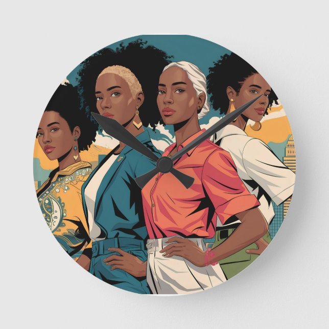 Relógio Redondo Mulheres com Força na Moda Urbana (Frente)