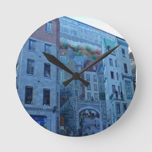 Relógio Redondo Mural em Cidade Velha de Quebec, Quebec, Canadá (Frente)
