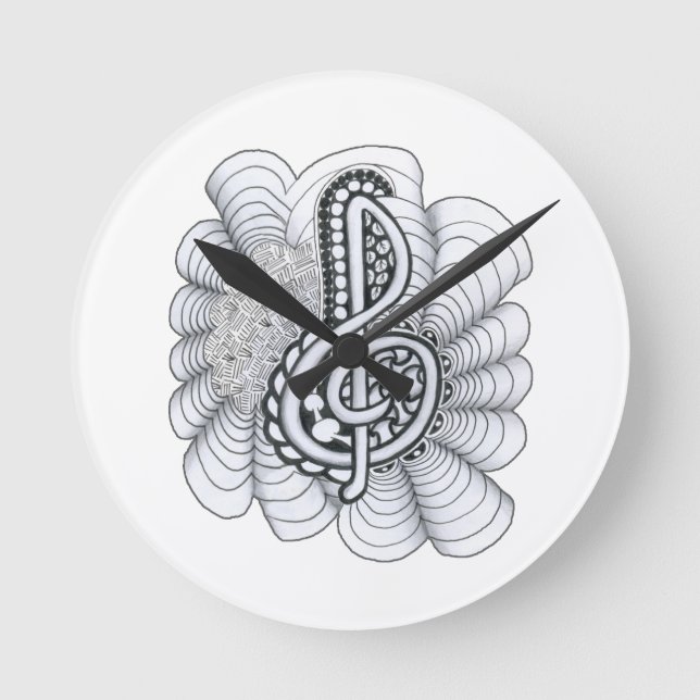 Relógio Redondo Music Lovers Treble Clef Design (Frente)