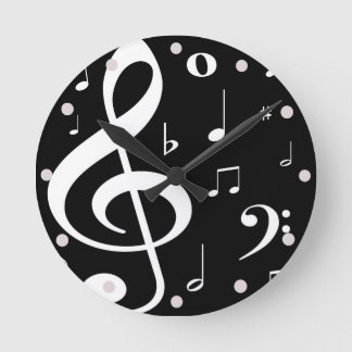 Relógio Redondo Music Notes Clock