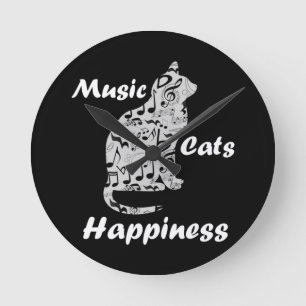 Relógio Redondo Música Gata Felicidade - Coisa Sobre O Músico