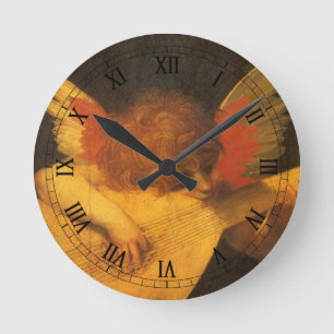 Relógio Redondo Músico Anjo Tocando Alaúde por Rosso Fiorentino