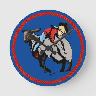 Relógio Redondo Mutton Busting Backward Cowboy