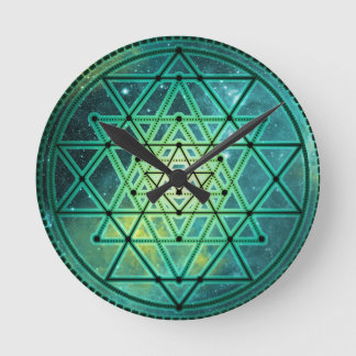Relógio Redondo Mystical Green Sri Yantra