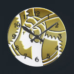 Relógio Redondo Na moda Art Deco Lady in Dourado Round Clock<br><div class="desc">Um relógio muito elegante,  este design apresenta uma senhora de Deco de Arte na moda em ouro. Ela retrata um perfil muito glamouroso,  e veste a fantasia típica de uma safra de 1920 da era Gatsby.</div>