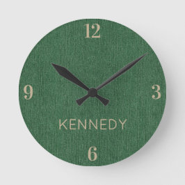 Relógio Redondo Name || Home Office Classic Green Denim Print 8-in