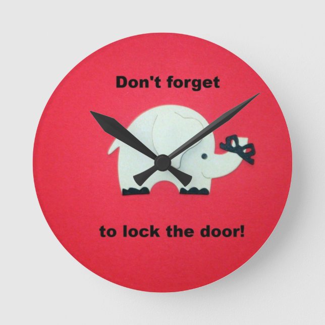 Relógio Redondo Não se esqueça de trancar a porta. (Frente)