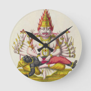 Relógio Redondo Narasimha, gravado por de Marlet (litho da cor)