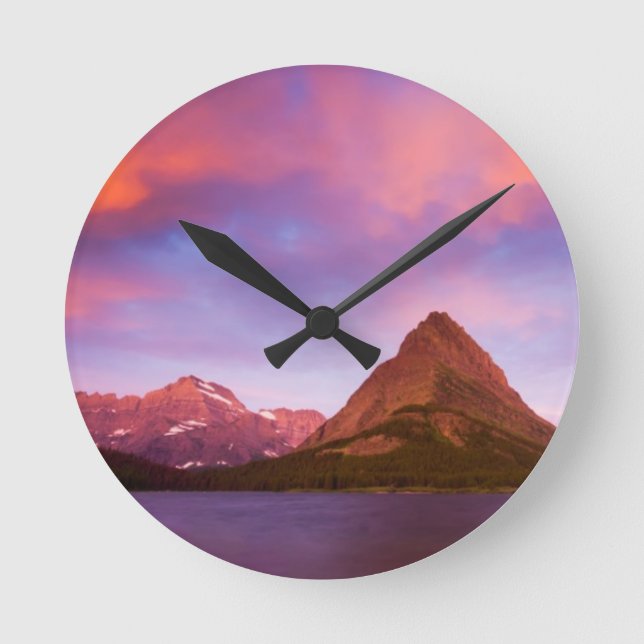 Relógio Redondo Nascer do sol na geleira (Frente)