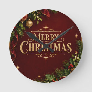 Relógio Redondo Natal Elegante Herança, Novo Botânico Vintage