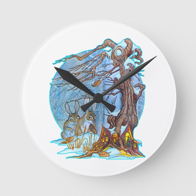 Relógio Redondo Natal no Elf Hall (Frente)