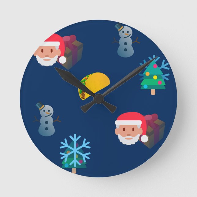 Relógio Redondo natal taco emoji (Frente)