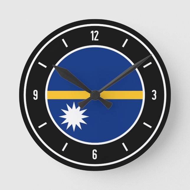 Relógio Redondo Nauru Flag Elegant (Frente)