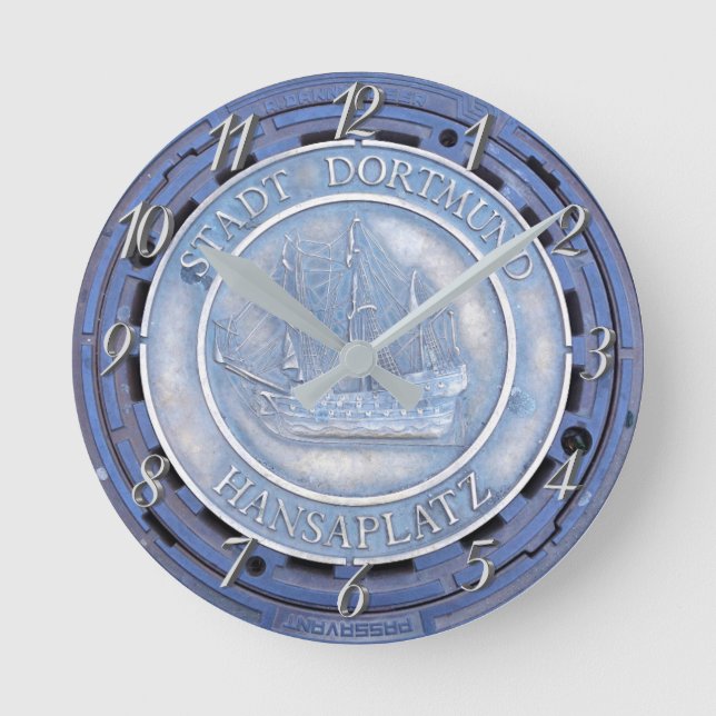 Relógio Redondo Navio alemão cobrir de manchas náuticas (Frente)