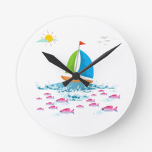 Navio de vela e peixe vermelho