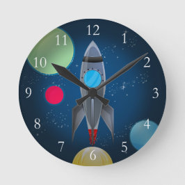 Relógio Redondo Navio Foguete de Espaço Exterior