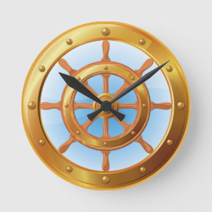 Relógio Redondo Navio Navio Yacht Helm Wall Clock