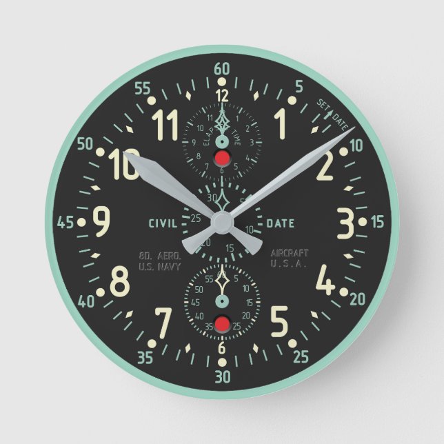 Relógio Redondo NAVY Aircraft Clock imitation (Frente)