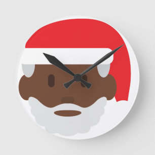Relógio Redondo negro santa claus emoji