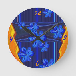 Relógio Redondo Neon Lights Blue Blossom Wall Clock