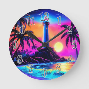 Relógio Redondo Neon Seaside Beacon 3