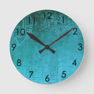 Relógio Redondo Nerd do Conselho do Circuito Aqua Turquoise