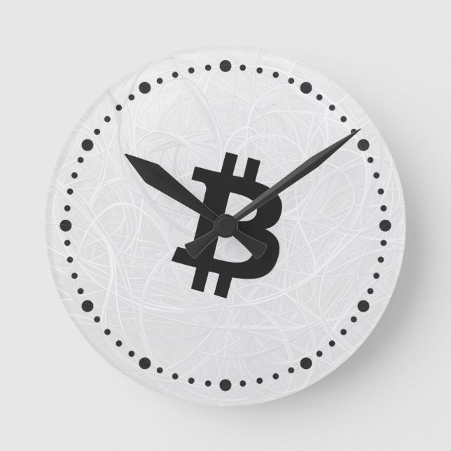 Relógio Redondo Neurônio Bitcoin Branco (Frente)