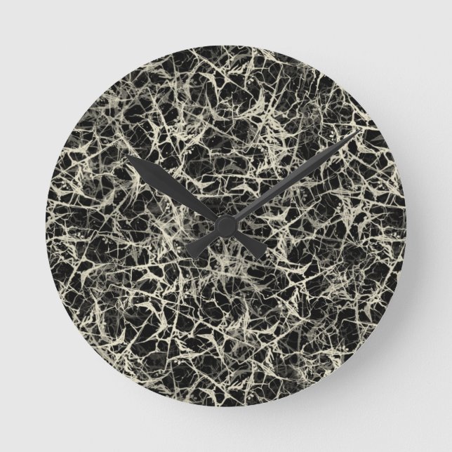 Relógio Redondo Neurônios de rede em preto - padrão perfeito. (Frente)