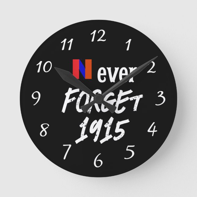 Relógio Redondo Never Forget 1915 Clock (Frente)