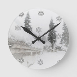 Relógio Redondo Neves flocos de neve no natal de inverno