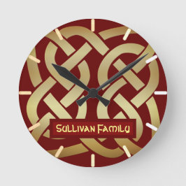 Relógio Redondo Nó Celular de Tom de Bronze