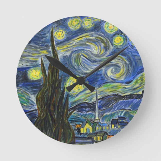 Relógio Redondo Noite estrelado, Van Gogh (Frente)