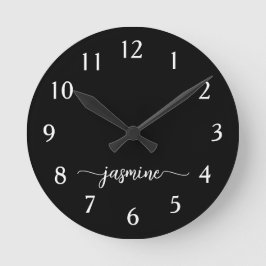 Relógio Redondo Nome com Monograma em Script Minimalista Feminina 