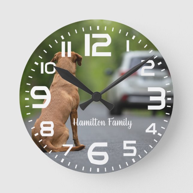 Relógio Redondo Nome da família Labrador Cog Car Wall Clock (Frente)