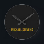 Relógio Redondo Nome de Adição Profissional de Cor Dourada Preta<br><div class="desc">Este modelo é ideal para aqueles que querem um design na moda,  simples mas impressionante.</div>