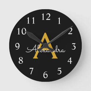 Relógio Redondo Nome do Monograma da Rapariga do Script Moderno Do