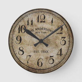 Relógio Redondo Nome Personalizado Antiga Vintage Retroativa Cláss