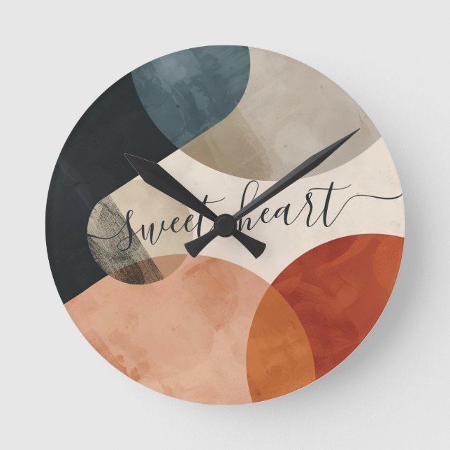 Relógio Redondo Nome Personalizado do Boho (Frente)