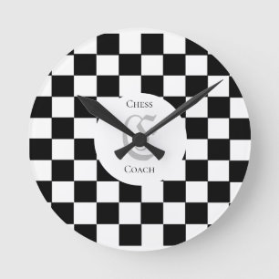 Relógio Redondo Nome Personalizado do Chess Lover Inicial